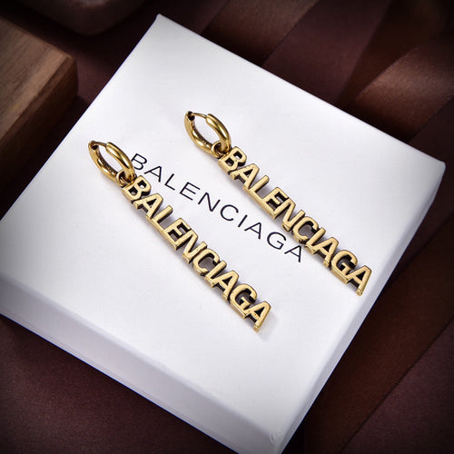 18K Balenciaga Typo Mirror Hoop Earrings