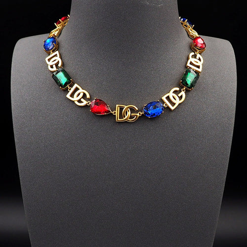 18K DG Crystals Choker Necklace