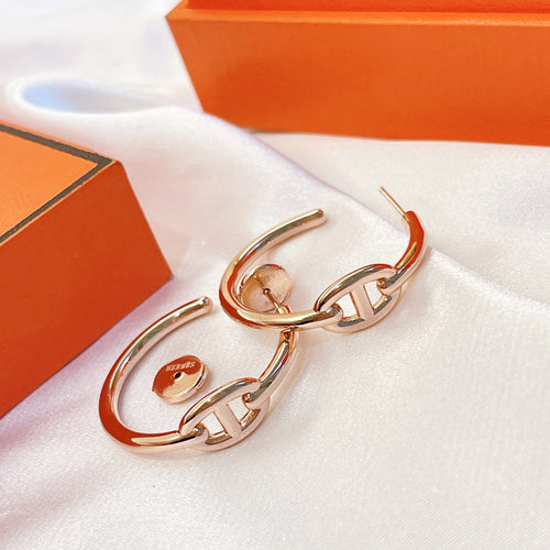 18K Chaine D'Ancre Hermes Earrings
